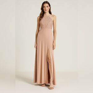 Long maxi  halter neck dress  with sequin by Morgan & co size 5/6